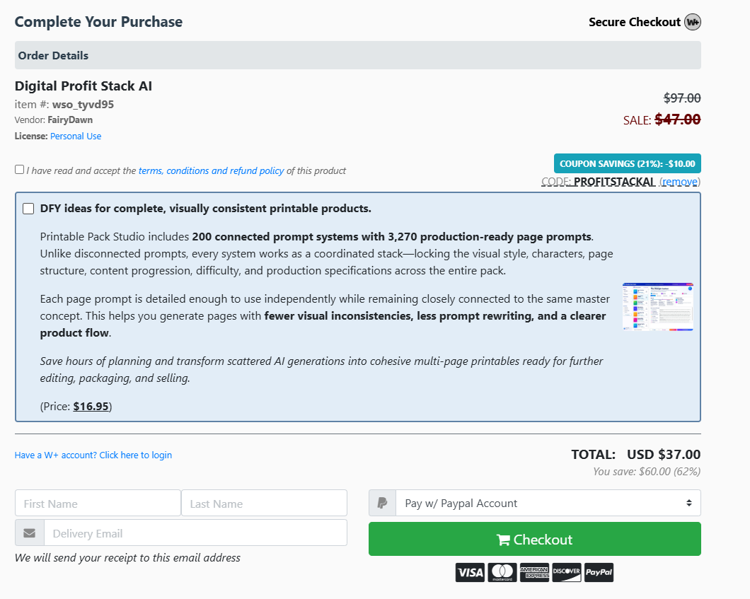 Secure checkout page screenshot